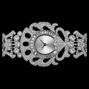 Elegante Reloj de Pulsera con Diamantes en Tono Plateado, Esfera Irregular y Diseño de Cristales Pavé para Mujer - Product Image 1