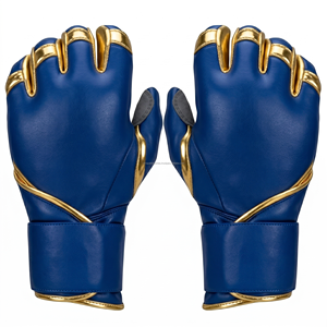 Guantes de Bateo de Béisbol OEM, Cuero Cabretta, Duraderos, Antideslizantes, Cierre de Gancho y Bucle, Ligeros, Transpirables, para Mano Izquierda, Adulto, Azul - Product Image 1