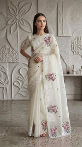 Sari Prayosha de Organza Cristalina para Mujer, Largo hasta el Suelo, de Secado Rápido, con Materiales Reciclados, para Bodas, Fiestas de Graduación, Ajuste Regular - Product Image 4