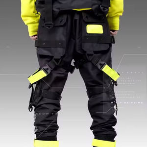 Pantalon cargo techwear streetwear pour homme, pantalon tactique cyberpunk, joggers multi-poches, sangles, style urbain hip hop Harajuku, accents néon - Product Image 3