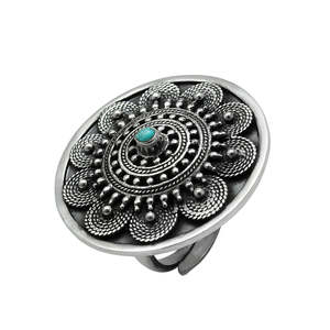Sophisticated IGI Certified 925 Sterling <b>Silver</b> <b>Ring</b> Handcrafted Brilliant Round Cut Turquoise Gemstone <b>Adjustable</b> Boho <b>Rings</b> - Product Image 1