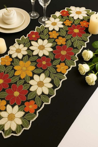 Elegante Camino de Mesa de Algodón Ecológico de Primera Calidad con Cuentas y Bordado, Diseño Personalizado con Cuentas para Decoración de Festivales y Eventos - Product Image 4