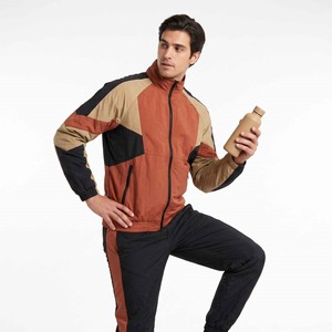 Custom Men's Nylon Windbreaker Jogger <b>Set</b> Quick Dry Color Block Zip-Up Hoodie and Pants Woven Sporty Tracksuit - Product Image 2