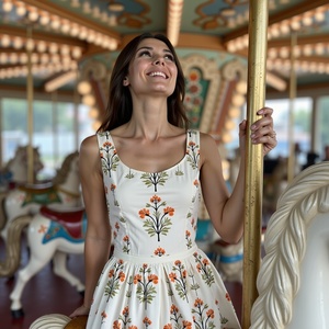 Vestido MIDI de vino mandala blanco de algodón transpirable elegante para mujer con diseño floral y uso diario hecho por artesanos - Product Image 4