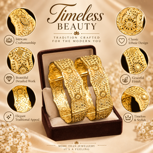 Bracelet large plaqué or de qualité supérieure pour femmes |   Designer de filigrane floral traditionnel |   Bijoux de mode nuptiale indiens - Product Image 5