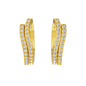 Aarinya Cascade Twist, Pendientes de Aro Clásicos Chapados en Oro de 18K con Diamantes Cultivados en Laboratorio, Certificados por IGI, Aros Huggie de Doble Fila con Pavé - Product Image 3