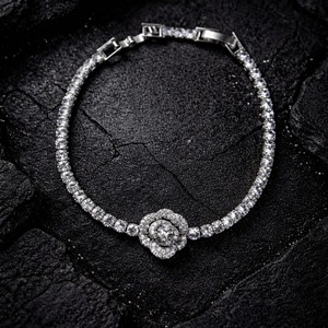 Silver Plated Moissanite Tennis <b>Bracelet</b> <b>Adjustable</b> Link Chain Zircon Inlaid Trendy GIA Certified Jewelry for Women Gift Party - Product Image 2