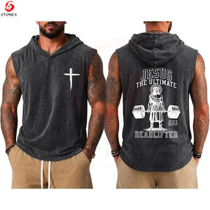 <b>Mens</b> <b>Sleeveless</b> <b>Hoodie</b> Vest Oversized Hooded Tank Top Casual Streetwear Eco-Friendly Breathable Cotton Vintage Fitness Gym - Product Image 1