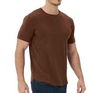 Camisetas clásicas de corte moderno con cuello redondo para hombre, camiseta de algodón suave, camiseta lisa con cuello redondo, camisetas ligeras y cómodas - Product Image 1