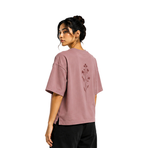 Custom Womens Boxy T Shirt Premium Cotton <b>Drop</b> Shoulder Short Sleeve Tee Casual Streetwear OEM ODM Wholesale Apparel Manufacture - Product Image 2
