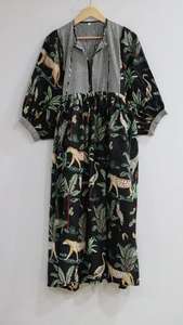 เดรสผ้าฝ้ายพิมพ์ลายบล็อกมือสไตล์โบฮีเมียน คีร่า ทรงมิดิ สำหรับฤดูใบไม้ผลิ - Product Image 6