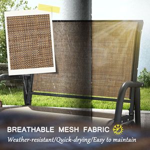 Set di 2 Sedie a Dondolo in Acciaio con Braccioli Curvi, Colore Marrone Misto, per Veranda, Giardino, Bordo Piscina, Balcone, Uso Esterno - Product Image 5