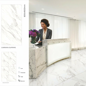 Carreaux de céramique en porcelaine haute brillance Carrara Suprimo 800x1600mm, design marbre blanc italien pour sols de luxe - Product Image 4