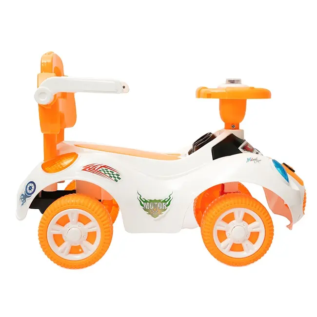 Ayunan mainan mengemudi bayi plastik, OEM mobil mainan ayun roda PU dengan lampu/gagang dorong bayi