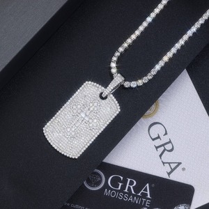 Pendentif en Argent Sterling 925, Moissanite Taille Ronde Micro-Pavé, Style Hip Hop, Motif Croix, Pendentif Original d'Usine - Product Image 4