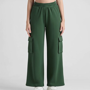 OEM Custom Pattern Western Patchwork Women's Casual Sport Cotton Flare Jogger Pants Lace Mid Waist Pockets - Product Image 6