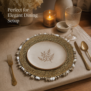 Seagrass <b>Table</b> <b>Mat</b> with Cowrie Shell | Handmade Round Placemat Eco Friendly Dining Decor | Export Quality Wholesale India - Product Image 4