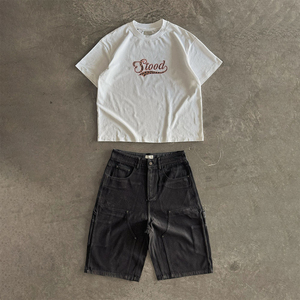 Conjunto de Dos Piezas para Hombre, Estilo Urbano Hip Hop, 100% Poliéster, Otoñal, Secado Rápido, Transpirable, Estilo Vintage, Camiseta con Gráficos y Pantalones Cortos - Product Image 4