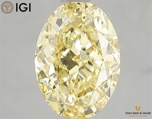 Bague solitaire spéciale avec diamant ovale de 3,01 carats, certifié IGI, clarté VS2, jaune vif fantaisie, cultivé en laboratoire par CVD - Product Image 1