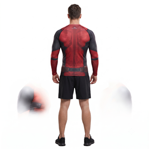 Conjunto de Rashguard de Manga Larga para Hombre, para BJJ, MMA y Muay Thai, Pantalones Cortos de Compresión para Jiu Jitsu No Gi, Spandex/Nylon, UPF50+, Transpirable - Product Image 5