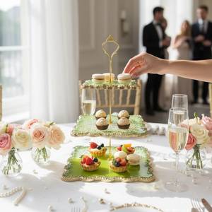 Nuevo Diseño de Soporte Redondo de Resina para Postres, Soporte de Resina para Pasteles para Cocina y Mesa, con Logotipo Personalizado para Bodas y Fiestas - Product Image 4