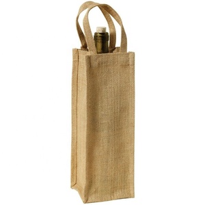 Sac fourre-tout de bouteille de vin en jute écologique de haute qualité avec taille et logo personnalisables-Sac cadeau promotionnel - Product Image 3