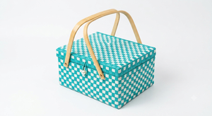 Natural Beige Bamboo <b>Gift</b> & Craft <b>Box</b> High Handle Luxury Woven Picnic Basket Vintage Gifting Hampers <b>Empty</b> Suitcase Decor Case - Product Image 2