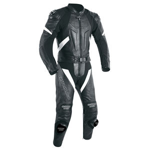 Traje de Motocicleta Personalizado de Cuero Blanco y Negro, Traje de Carreras de 1 Pieza de Cuero Vacuno Genuino, Fabricante de Equipo de Protección para Motociclistas con Certificación CE - Product Image 1