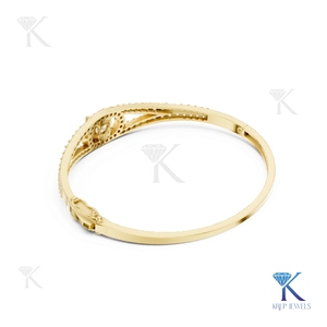 Luxury 14K <b>Solid</b> Gold Unisex Tennis <b>Bracelet</b> Brilliant Cut Lab Grown Diamond Centerpiece Halo Side Diamonds Engagement Party - Product Image 5