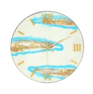 Reloj de pared de madera de resina de 14 pulgadas/35 cm, reloj de pared de madera epoxi, reloj de pared de madera de olivo rústico con borde en vivo - Product Image 5