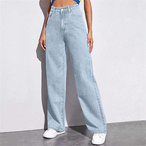 Jeans de Verano para Mujer, Cintura Alta, Pierna Ancha, Corte Ajustado, Multifuncionales, Estilo Retro Americano, Pantalones Vaqueros Holgados - Product Image 5