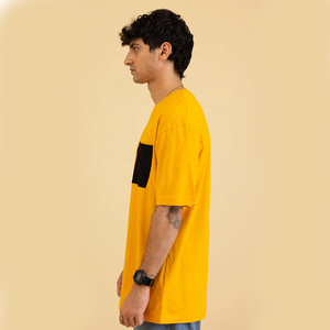 T-shirt unisexe premium en coton épais tricoté avec poche, coupe oversize, style streetwear, pour t-shirt à une poche - Product Image 3