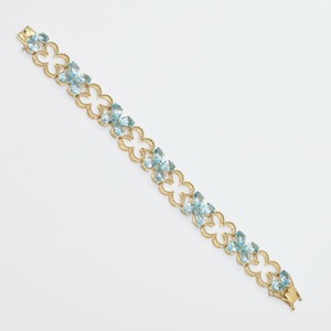 Luxury 925 Sterling Silver Rhodium Plated <b>Topaz</b> Floral <b>Bracelet</b> with Elegant Heart Links Women's Jewelry Gift - Product Image 3