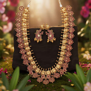 Ruby Kemp Heavy Nakshi Haram Fashion Jewelry Set - Product Image 3