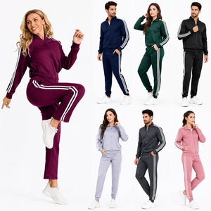 ODM Sportswear Manufacture Bangladesh Stock Lot Wholesale Unisex Tracksuit Full Zip Closure Sporty Jogging Set Regular Polyester - Product Image 4