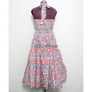Robe midi sans manches à col roulé à imprimé floral pour femmes, 100% coton, robe d'été décontractée respirante - Product Image 2