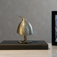 Figurine d'oiseau en aluminium doré Pinna 8x8 cm, faite à la main, décoration moderne pour mariage, maison, salon, bureau, élégante et décorative
