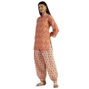 Women's Classic <b>Linen</b> Ethnic Wear Short Kurti with Farshi Pants - Product Image 1