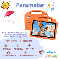 Tablette pour enfants la plus vendue Wi-Fi Android 12 Octa Core Double caméra Batterie 4000 mAh Contrôle parental éducatif Processeur MTK Nouveau
