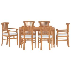 Set da pranzo con Patio in Teak in legno massello da 7 pezzi per uso giardino - Product Image 2