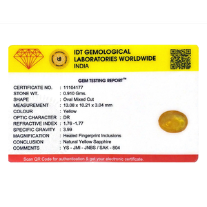 พลอยแซฟไฟร์สีเหลืองทรงรีขนาด 4.55 กะรัต สำหรับเครื่องประดับชั้นดี - Product Image 4