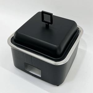 Plato para Calentar Comida Tipo Buffet, Cuadrado, Negro Mate, Moderno, de Acero Inoxidable, con Tapa, para Servicio de Catering - Product Image 2