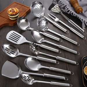 Juego de Cucharas de Acero Inoxidable Hechas a Mano de Lujo, Acabado Espejo Plateado, Aptas para Lavavajillas, Mango Largo - Cuchara para Servir en Cenas y Fiestas - Product Image 1