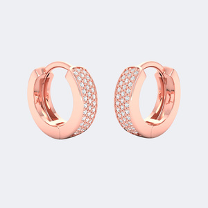 ต่างหูเพชรทรงกลม 0.35 กะรัต แบบฝังเพชรสองแถวทรงห่วง - Product Image 5