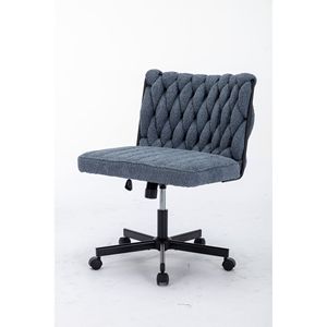 Modern Armless <b>Desk</b> Chair with Criss Cross Leg Wide Seat Home Office Work Meditation Wheels Included for Office Environment - Product Image 1