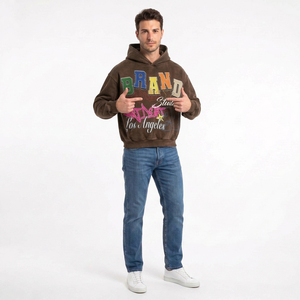 Sweat à capuche surdimensionné pour homme Custom Brand Studios Art Dept Los Angeles 24, style streetwear, en molleton de coton, avec masque de ski imprimé et logo frontal - Product Image 6