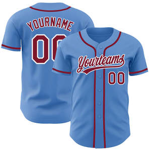 เสื้อเบสบอลแบบกำหนดเองส่วนบุคคล พิมพ์ลายแบบ Sublimation OEM โพลีเอสเตอร์ 100% เสื้อลำลองติดกระดุมด้านหน้า พร้อมชื่อทีมและหมายเลข ออกแบบเสื้อกีฬา - Product Image 1