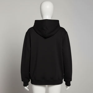 Sweat-shirt à capuche décontracté noir uni en polaire pour femme, à manches longues, avec poche kangourou, personnalisable avec logo, OEM ODM, vente en gros de vêtements - Product Image 5
