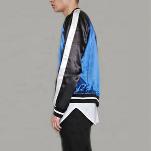 OEM Men's Satin Jacket Varsity polyester Bomber Biker raglan sleeve snap closure <b>Winter</b> Casual - Product Image 3