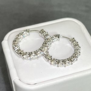 <b>Charm</b> <b>Earring</b> In VVS Moissanite Diamond 925 Silver <b>Hoop</b> <b>Earrings</b> Iced Out Round Cut Fashion <b>Earring</b> <b>For</b> Women - Product Image 3
